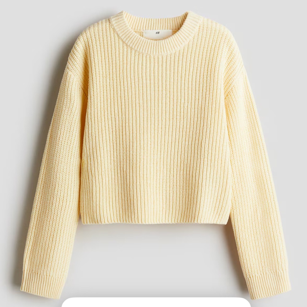 NWT H&M yellow cotton blend girls sweater 8-10